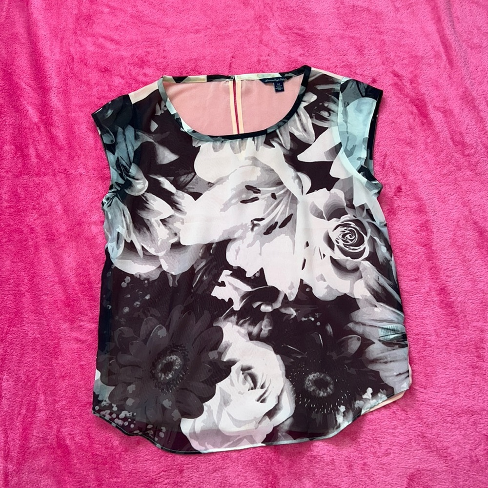 Sheer Floral Printed Blouse